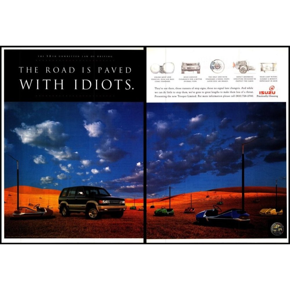 1995 Isuzu Trooper Limited SUV 2 Page Vintage Print Ad Bumper Cars Wall Art